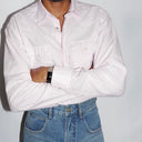 Pink Stripe Oxford Western Shirt