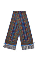Blue Aztec Artwork Silk Scarf