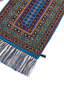Blue Aztec Artwork Silk Scarf