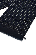 Navy Spot Wool/Silk Scarf