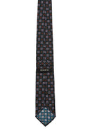 Blue/Red/Green Geometric Silk Tie